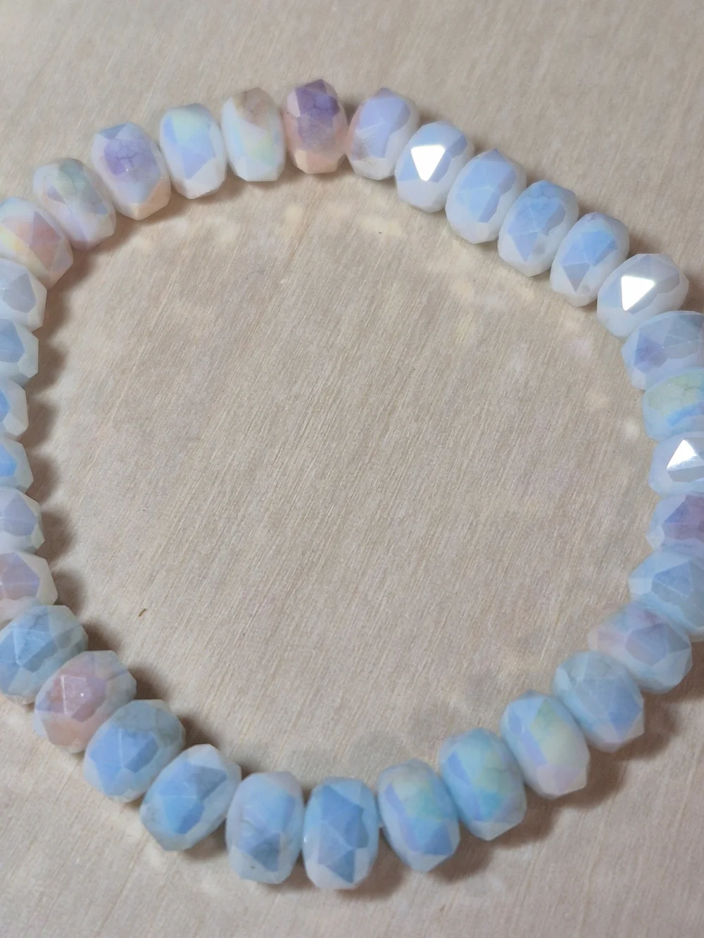 🩷💜NEW🩷💜 PRETTY!! Faceted MOSS AGATE With MOONSTONE Mix Stretch Bracelet